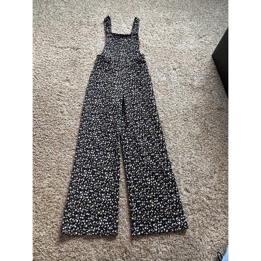 Saint Geraldine Women's Floral Print Corduroy Overalls Size Small Black - Picture 3 of 8